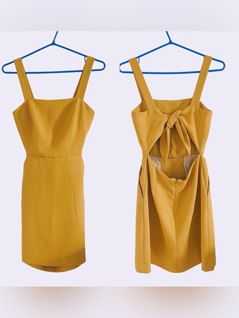 Wilfred Aritzia Mustard Yellow Tie-Back Sheath Dress size 0